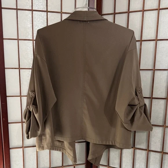 Max Studio Brown Draped Blazer PTP 24 inches Flaw see picture. - Picture 3 of 4